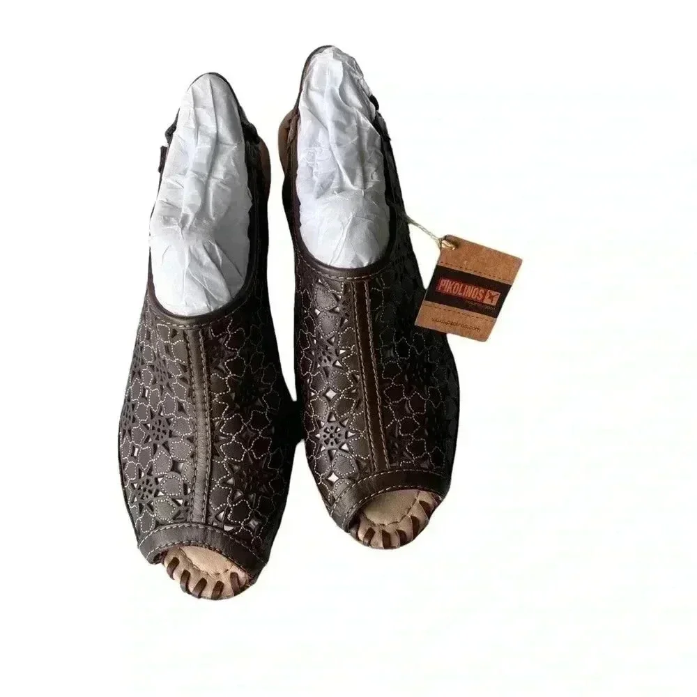 PIKOLINOS BROWN LEATHER WOMEN’S SANDALS!! SIZE EUR 41/US 10.5 **NWT**